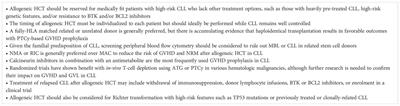 The role of allogeneic hematopoietic cell transplantation for chronic lymphocytic leukemia: A review